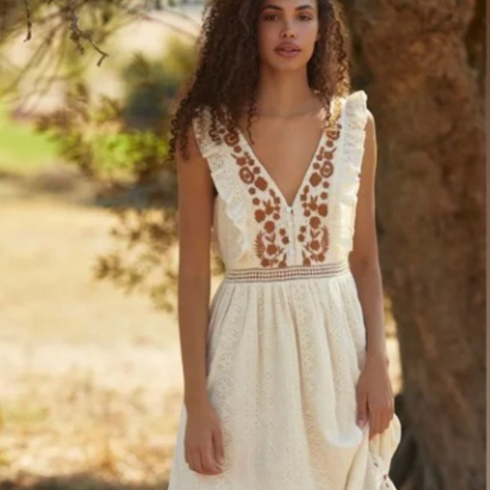 Esperanza Embroidered Maxi Dress - Anthropologie Size: XS